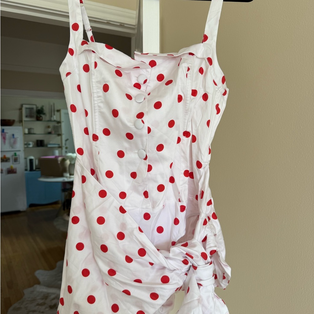White Dress with Red Polka Dots - Picture 2 of 7